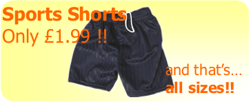 School Sport Shorts from Only 1.99 Childrens, 2.88 Adults!