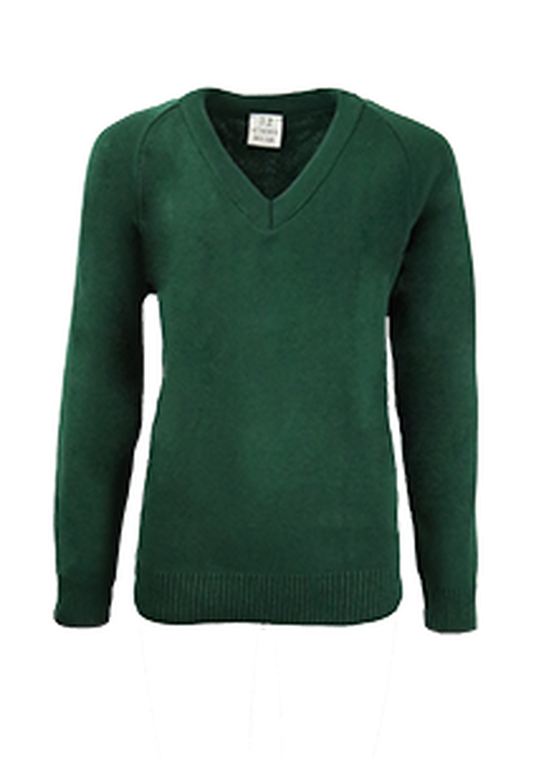 Bottle Green Knitted V-Neck Jumper