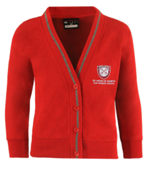 St Peter at Gowts Primary School - Red Cardigan with Grey Edge