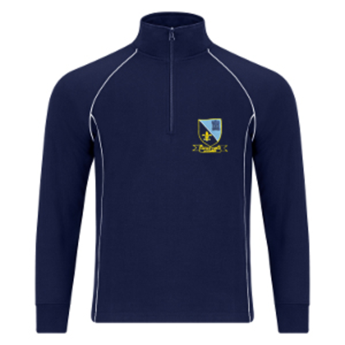 Lincoln Castle Academy - Navy with White piping 1/4 Zip Top