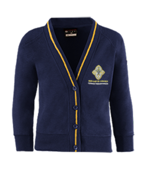Our Lady of Lincoln - Navy Blue Cardigan with Gold Edge