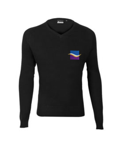 River Tees Academy Black V-Neck Knitted Jumper with Logo