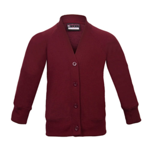 Girls School Sweatshirt Cardigan in Maroon