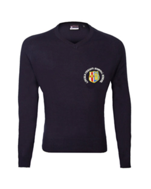 LCHS Lincoln Christ's Hospital School - UNISEX Navy V-Neck Knitted Jumper