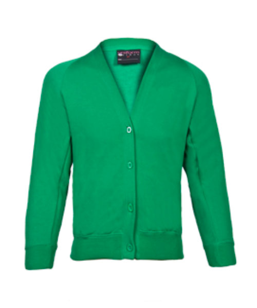 Girls School Sweatshirt Cardigan in Bright Green