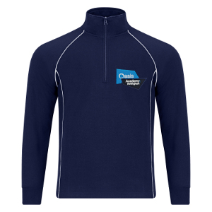 OASIS Academy IMMINGHAM - New! Navy with White piping 1/4 Zip Top