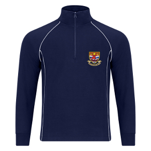 QEHS - Navy with White piping 1/4 Zip Top