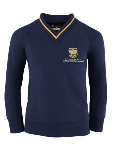 St Norbert's Catholic Primary School - Navy V-Neck Sweatshirt with Gold Edge