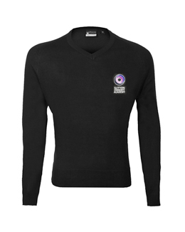 Sutton Community Academy - Black Knitted V-Neck Jumper with Logo