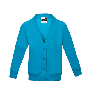 Girls School Sweatshirt Cardigan in Turquoise