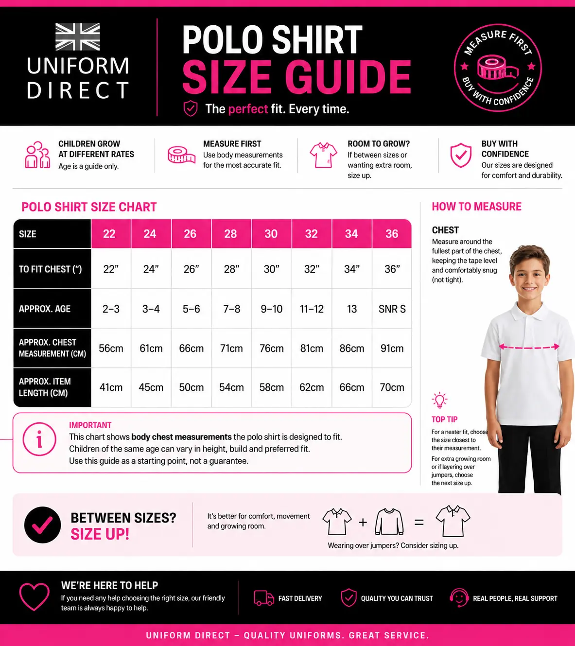 Polo Shirt Size Guide